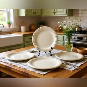 Set of 4 PFALTZGRAFF Cappuccino Dinner Plates 11 1/8in Beige USA Vintage EUC